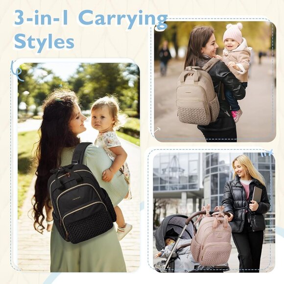 Versatile Large Diaper Bag with Insulated Pockets - Easy Carry Stroller Straps - Picture 2 of 6